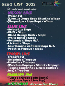 Seed List 2022 - Cannabis Horticultural Association